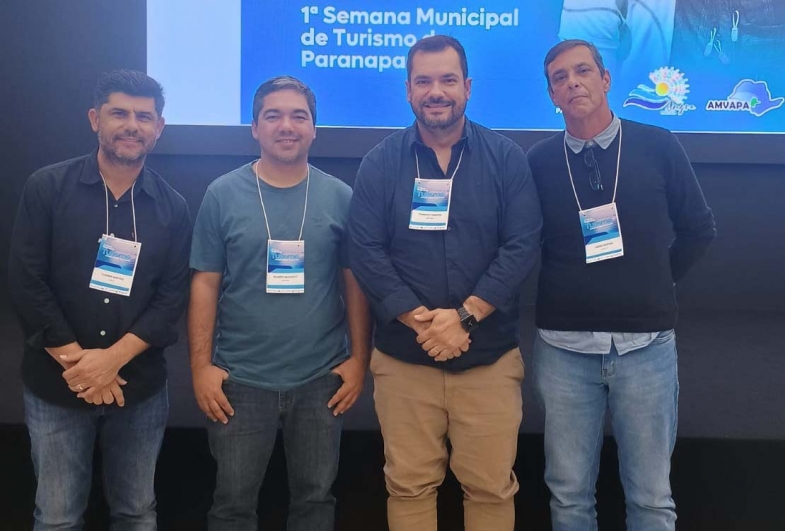 Preto (Diretor da Amvapa), Ricardo (Presidente do ComTur), Conrado (Presidente da Acif), André (Secretário  de Cultura e Turismos)