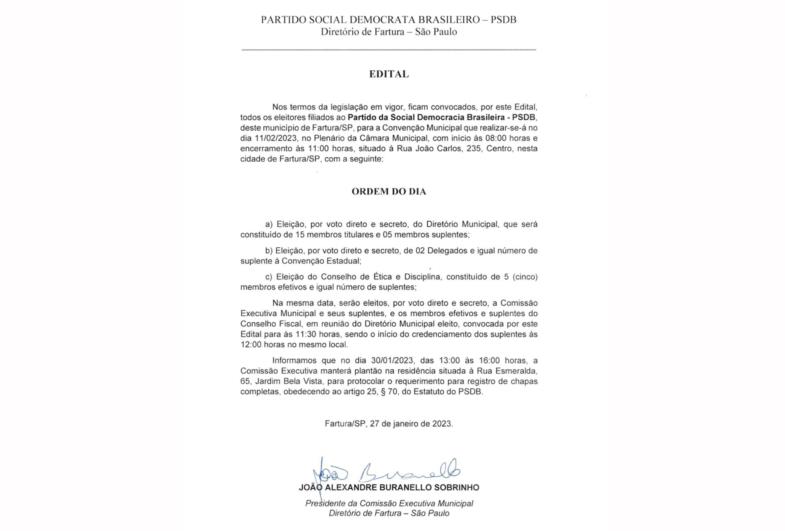 Confira convenção do PSDB de Fartura!!!