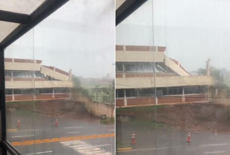 Parte de prédio desaba durante temporal que deixou Avaré em estado de calamidade pública