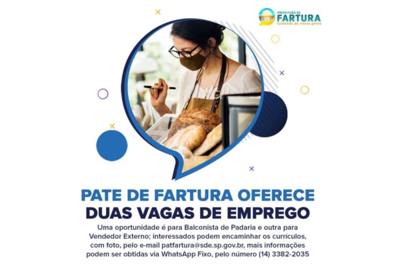 PATE de Fartura oferece duas vagas de emprego