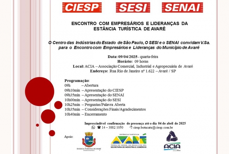 Setor industrial é tema de encontro com empresários no próximo dia 9