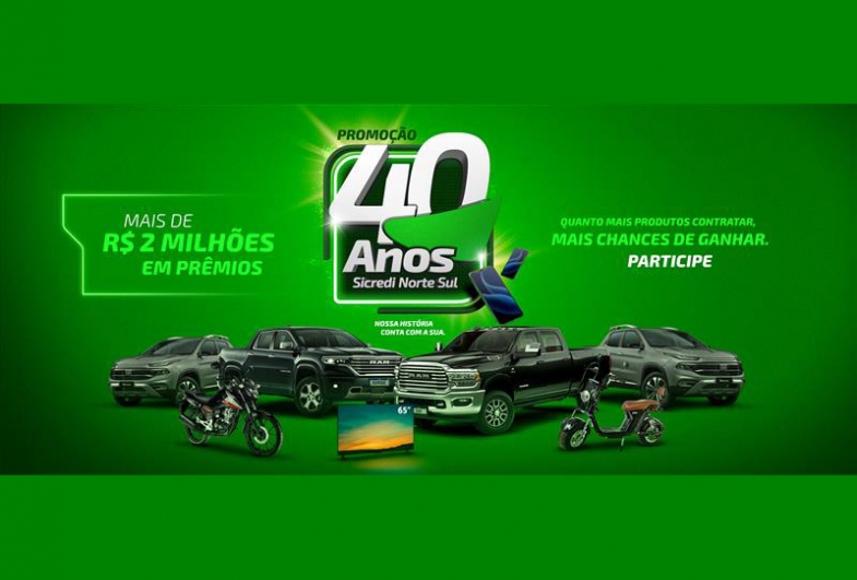 Sicredi Norte Sul comemora 40 anos com promoção especial e mais de R$ 2 milhões em prêmios