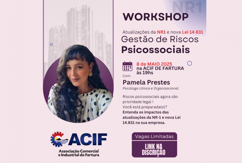 Workshop em Fartura vai abordar novas exigências legais sobre  saúde mental no trabalho