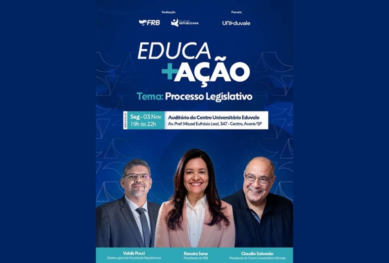 Projeto Educa + Ação debate processo  legislativo em Avaré nesta segunda (3)