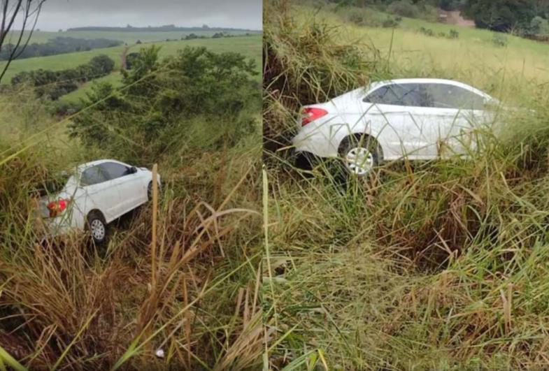 Carro cai em ribanceira às margens de rodovia em São Manuel