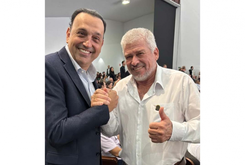 Vice-governador Felicio Ramuth e Roberval de  Oliveira em evento no Palácio dos Bandeirantes