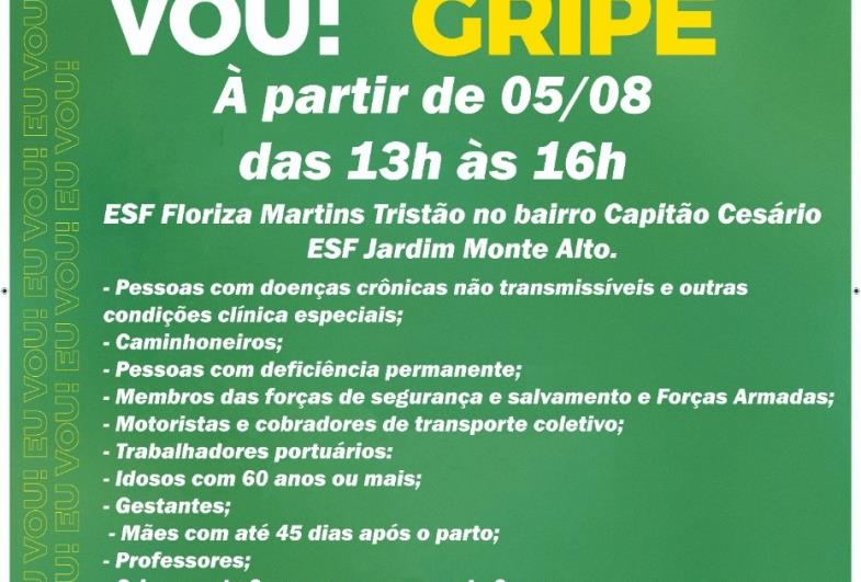 Vacinação contra a gripe nesta quinta-feira em Itaí