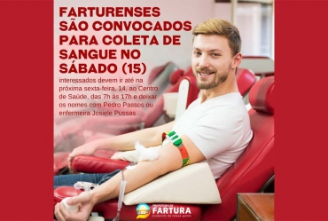 Farturenses são convocados para nova coleta de sangue no sábado (15)