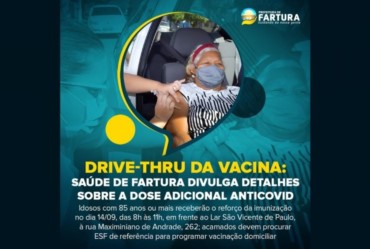 Drive-thru da vacina: Saúde de Fartura divulga detalhes sobre a dose adicional antiCovid
