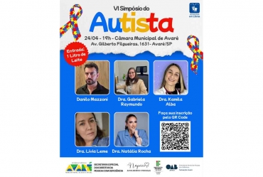 6º Simpósio do Autismo, que acontece no dia 24 de abril, está com inscrições abertas em Avaré