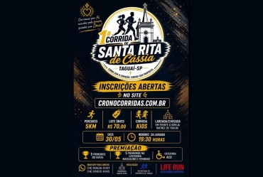 1ª Corrida de Santa Rita de  Cássia abre inscrições em Taguaí