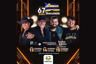 Prefeitura de Sarutaiá divulga calendário de  shows em comemoração ao aniversário da cidade