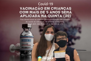 Covid: Vacinação em crianças com mais de 5 anos será aplicada na quinta (20)