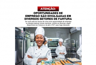 Atenção: oportunidades de emprego são divulgadas em diversos setores de Fartura