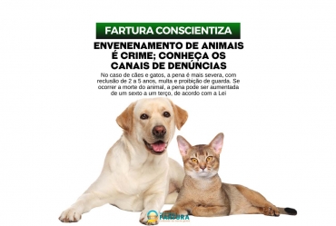 Fartura conscientiza: envenenamento de animais é crime e informa canais de denúncias
