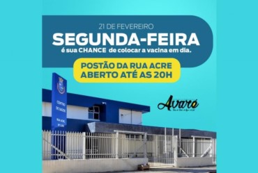 Avaré tem vacinação contra a Covid até às 20 horas nesta segunda-feira, 21