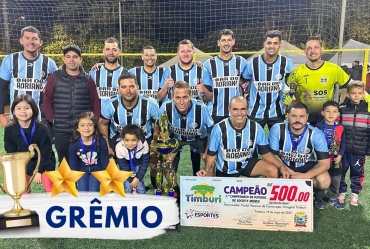 Time do Grêmio se consagra Bi-campeão do futebol em Timburi 