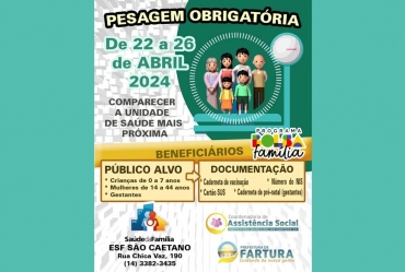 Beneficiários do Bolsa Família em Fartura são convocados para pesagem obrigatória