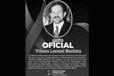 Prefeitura de Coronel Macedo decreta luto oficial pela morte do ex-prefeito Vilson Leonel