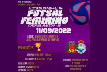 Coronel Macedo sedia o “Torneio Regional de Futsal Feminino”