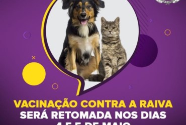 Vacinação contra a Raiva será retomada no início de maio
