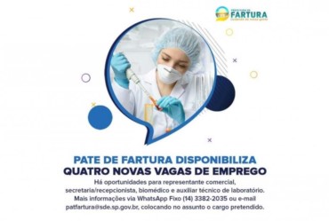 PATE de Fartura disponibiliza quatro novas vagas de emprego