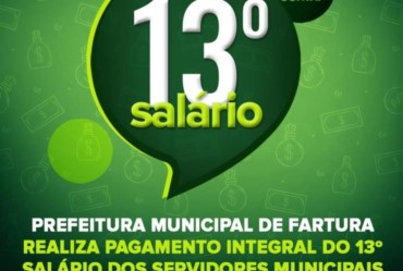 Prefeitura de Fartura realiza pagamento integral do 13º salário dos servidores municipais