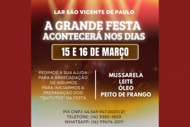 Lar São Vicente de Paulo de Fartura prepara para festa em março