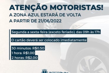 Estacionamento rotativo “Zona Azul” volta a funcionar em Taquarituba