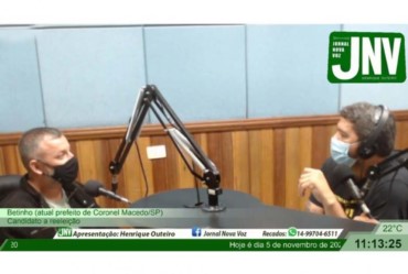 Candidato à reeleição, prefeito Betinho concede entrevista ao Jornal Nova Voz