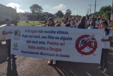 Alunos da rede municipal de ensino de Sarutaiá realizam passeata contra a dengue