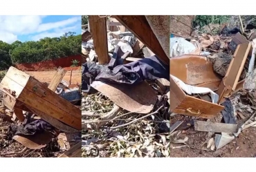 Caixões retirados de cemitério são descartados perto de estação de água em Itararé