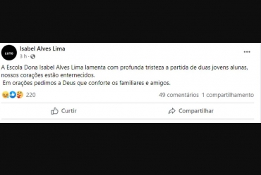 Escola decreta luto por meninas vítimas de acidente com motorista bêbado 