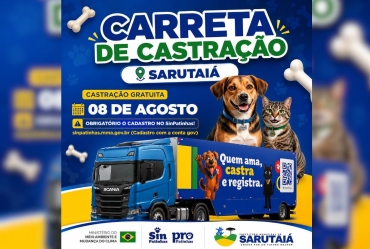Sarutaiá promove castração gratuita para cães e gatos no sábado (8)