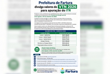 Prefeitura de Fartura divulga valores do VTN 2026 para apuração do ITR