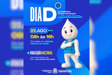 Dia D de multivacinação acontece em 22 de agosto em Taquarituba