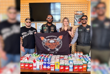 Fundo Social de Avaré recebe doação de 200 litros de leite do Moto Clube Unidos Pela Fé