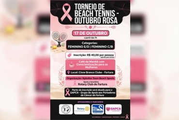 Torneio de Beach Tennis integra ações do Outubro Rosa em Fartura
