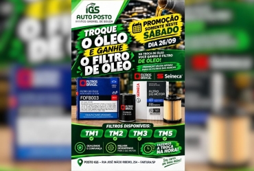 Posto IGS promove troca de óleo com filtro grátis neste sábado em Fartura