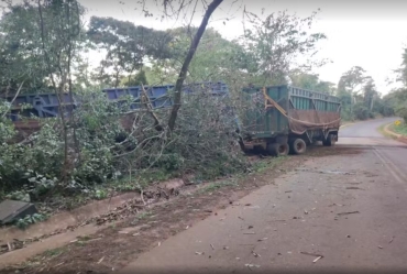 Polícia investiga morte de motorista após carreta sair da pista e invadir área de mata em Óleo