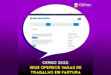 Censo 2022: IBGE oferece vagas de trabalho em Fartura