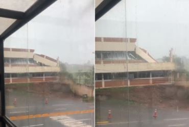 Parte de prédio desaba durante temporal que deixou Avaré em estado de calamidade pública