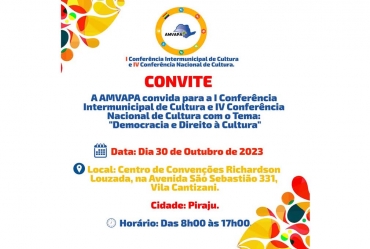 Conferência Nacional de Cultura acontece na segunda-feira, 30, em Piraju