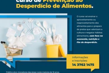 Prefeitura de Taquarituba oferece curso de Prevenção ao Desperdício de Alimentos